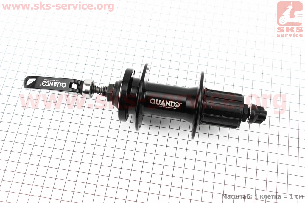 Втулка задня MTB алюмінієва 14Gx32H під касету 8-9-10зв, диск. гальмо, кріп. ексцентрик, чорна KT-MD4R