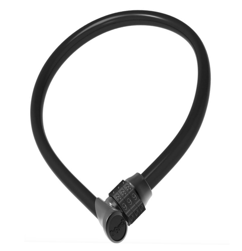 Замок OnGuard Lightweight стальной трос 120см х 8мм, с виниловым покрытием, кодовый замок на 3 цифры, черный
